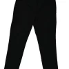 Black cotton-blend pull-on low-rise slacks