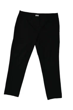 Black cotton-blend pull-on low-rise slacks