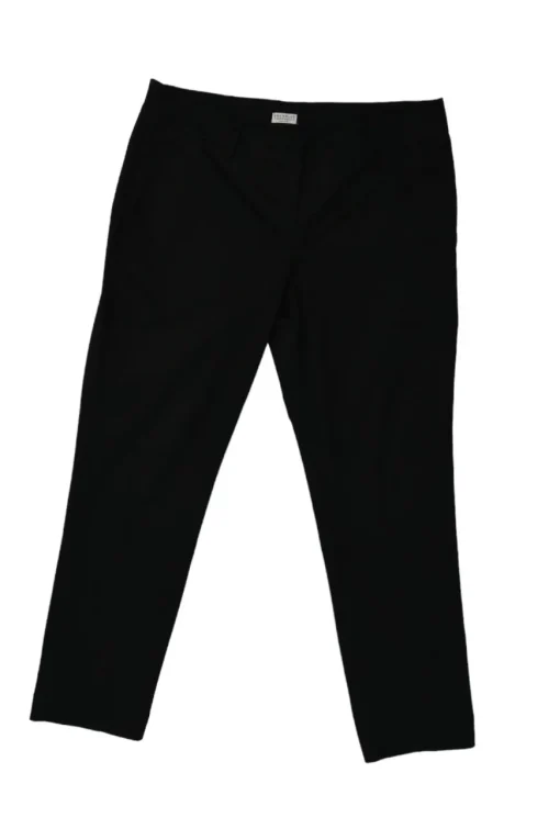 Black cotton-blend pull-on low-rise slacks