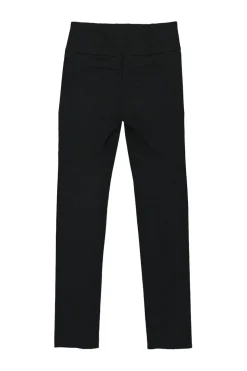 Black cotton-blend pull-on high-rise leggings with slanted zip-up hip pockets