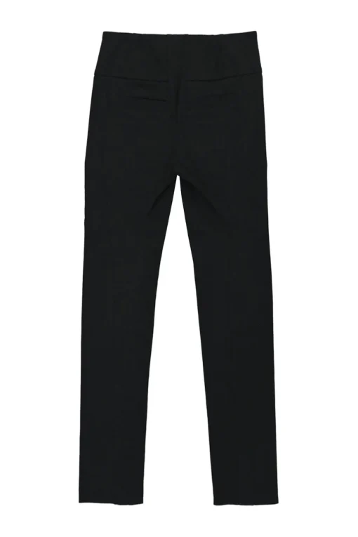 Black cotton-blend pull-on high-rise leggings with slanted zip-up hip pockets