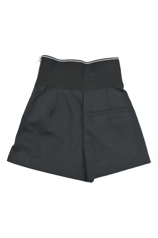 Black cotton-blend pull-on high-rise wide-leg safari shorts with tonal logo waistband