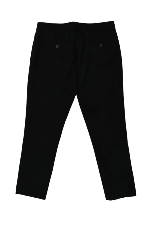 Black cotton-blend pull-on low-rise slacks