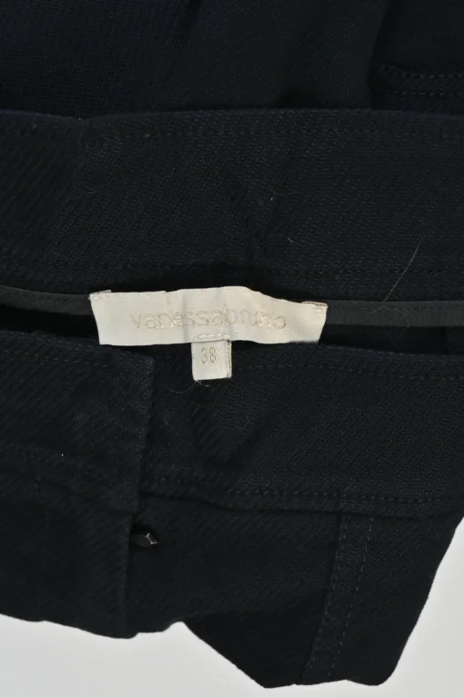 Black cotton-blend pull-on high-rise wide-leg shorts with metallic shank button waist adjusters