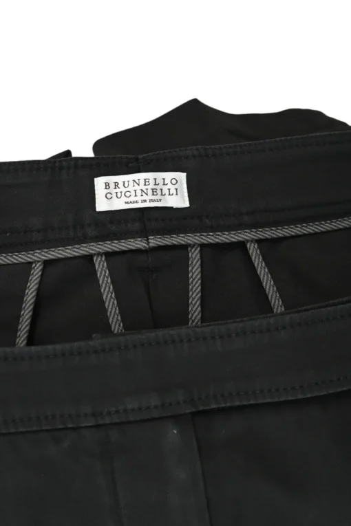 Black cotton-blend pull-on low-rise cropped skinny trousers