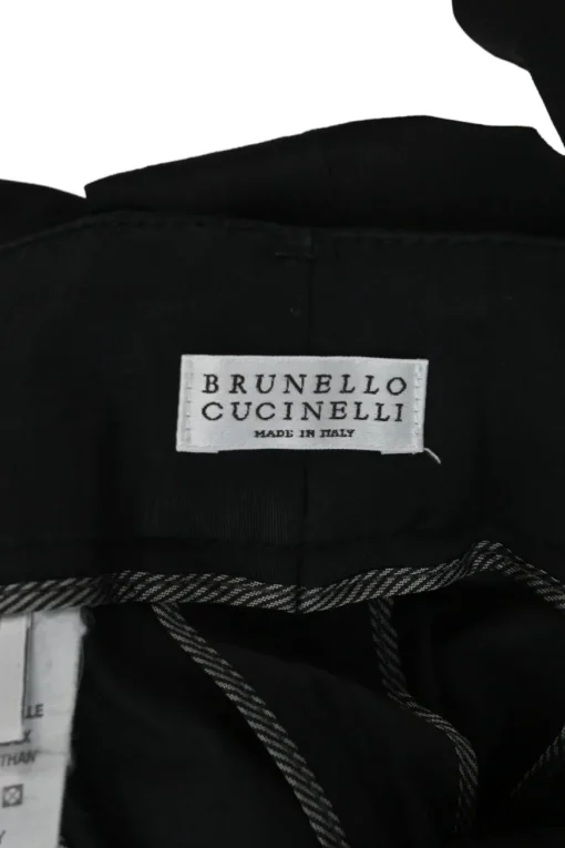 Black cotton-blend pull-on low-rise slacks