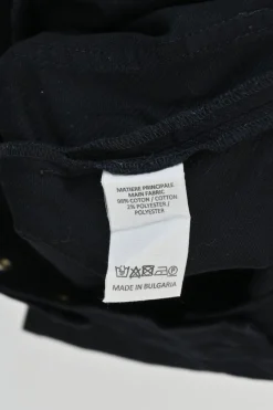 Black cotton-blend pull-on high-rise wide-leg shorts with metallic shank button waist adjusters