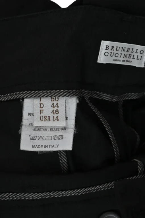 Black cotton-blend pull-on low-rise slacks