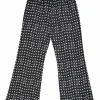 Black cotton-blend star print double breasted tailored jacket and  pull-on high-rise wide-leg trouser suit set