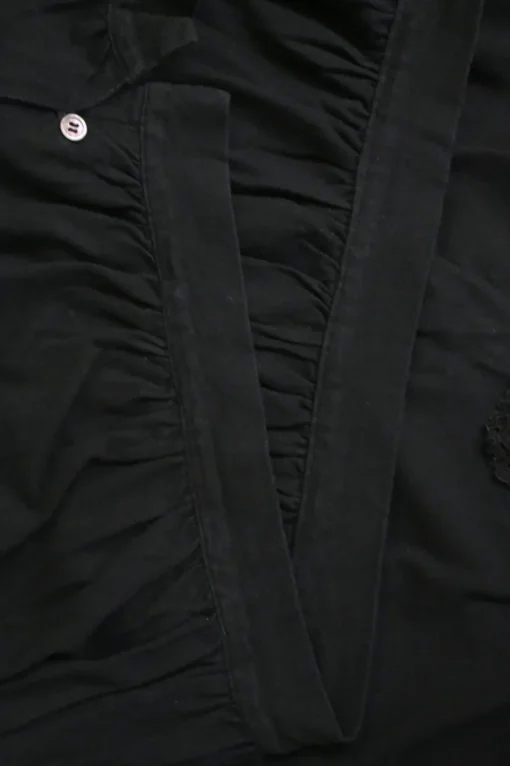 Black cotton-jersey button-front cropped cardigan with tonal lace Chelsea collar and cuffs