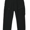 Black cotton-wool blend pull-on high-rise cargo trousers with zip ankles