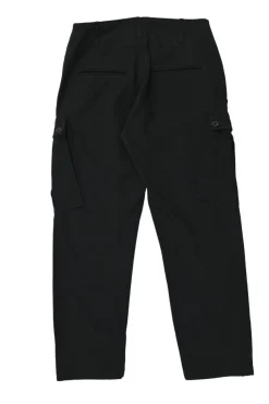 Black cotton-wool blend pull-on high-rise cargo trousers with zip ankles