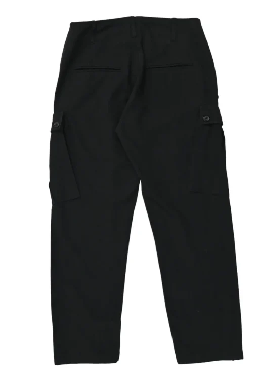 Black cotton-wool blend pull-on high-rise cargo trousers with zip ankles