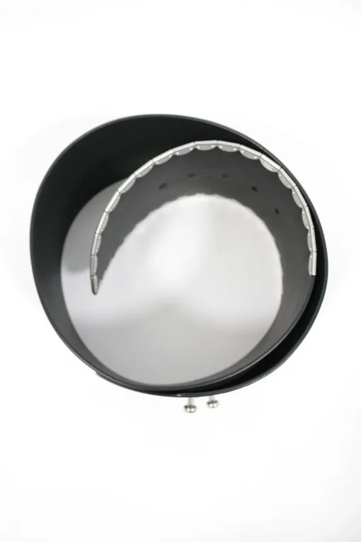 Black cow leather belt with metal scallop edge