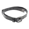 Black Croc Embossed Leather Belt with metal hinges