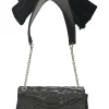 Black croc-embossed leather and calf hair Artemis velvet bow strap crossbody flap bag