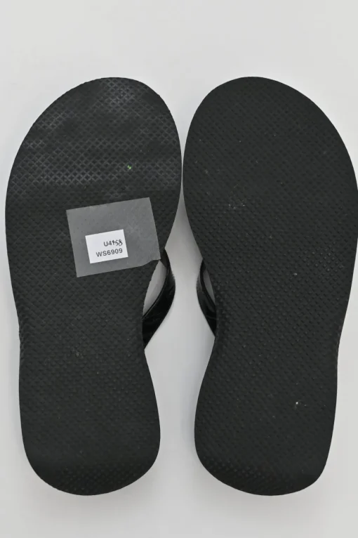 Black croc-embossed leather and rubber Tessa flatform flip-flops