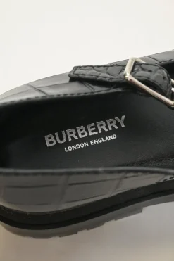 Black croc-embossed leather and rubber Aldwych T-Bar lug sole flatform Mary Jane pumps