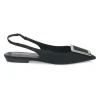 Black crêpe de Chine and leather pointed-toe buckled Maxine slingback ballerina pumps