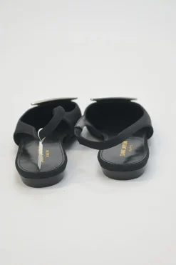Black crêpe de Chine and leather pointed-toe buckled Maxine slingback ballerina pumps