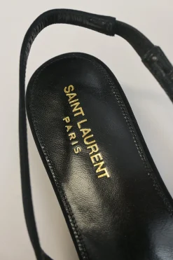 Black crêpe de Chine and leather pointed-toe buckled Maxine slingback ballerina pumps