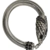 Black crystal embellished silver snake bracelet