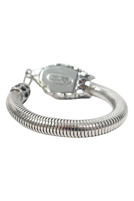 Black crystal embellished silver snake bracelet