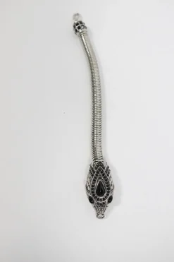 Black crystal embellished silver snake bracelet