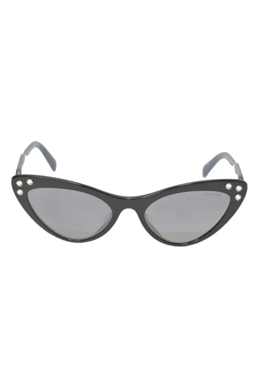 Black crystal-embellished acetate and tinted polycarbonate cat eye sunglasses with contrasting arms