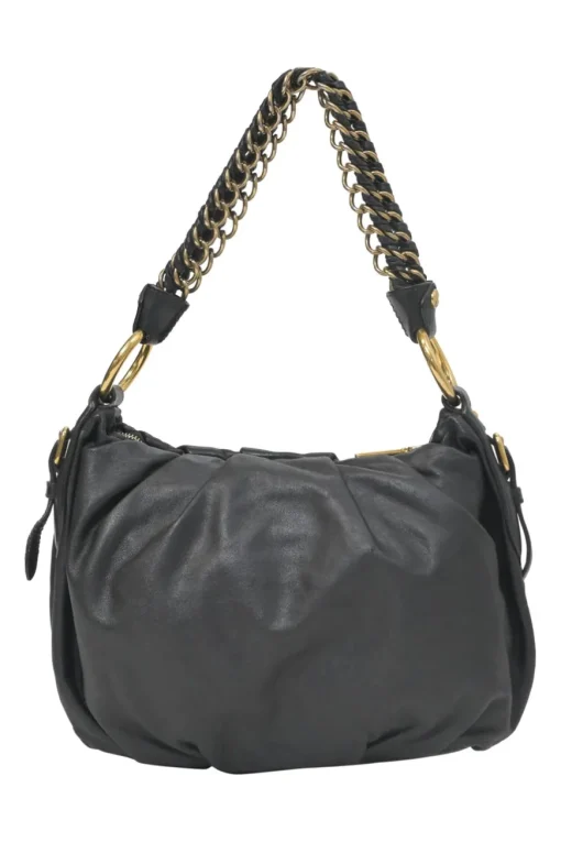 Black deerskin leather Lux soft chain strap hobo bag
