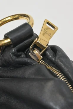Black deerskin leather Lux soft chain strap hobo bag