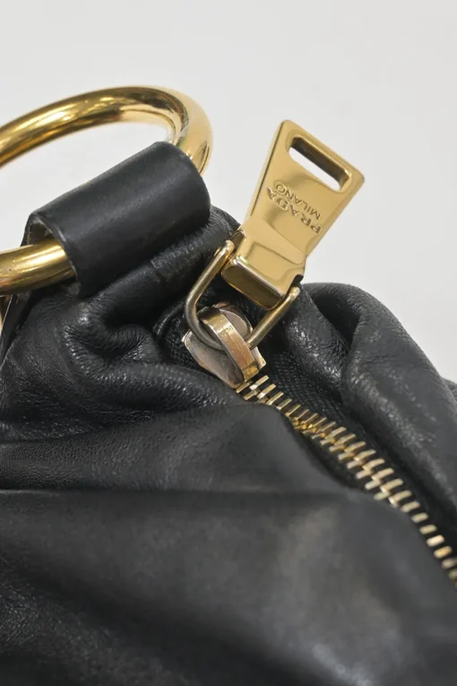 Black deerskin leather Lux soft chain strap hobo bag