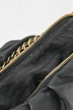 Black deerskin leather Lux soft chain strap hobo bag