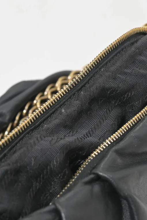 Black deerskin leather Lux soft chain strap hobo bag