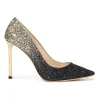 Black dégradé glitter-bonded leather Anouk 90 pointed-toe pumps