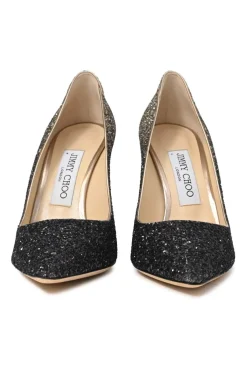 Black dégradé glitter-bonded leather Anouk 90 pointed-toe pumps