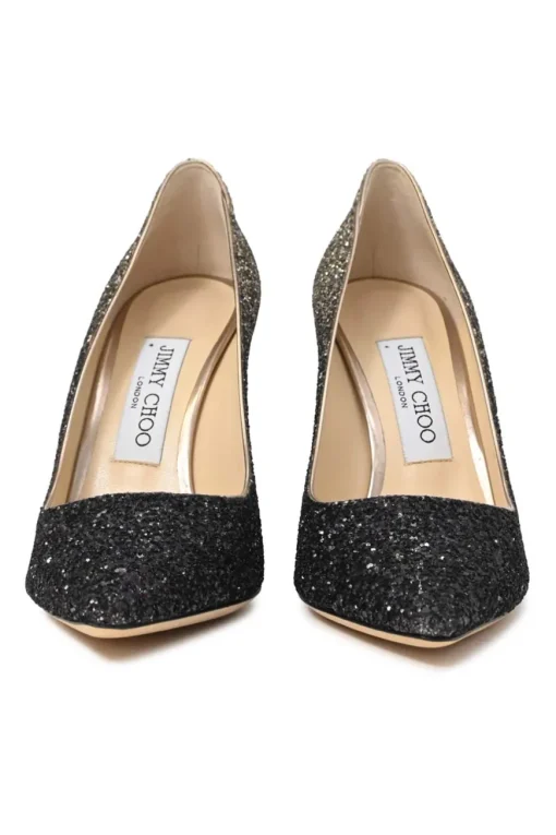 Black dégradé glitter-bonded leather Anouk 90 pointed-toe pumps