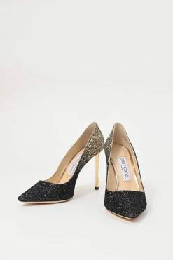 Black dégradé glitter-bonded leather Anouk 90 pointed-toe pumps