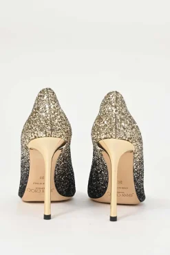 Black dégradé glitter-bonded leather Anouk 90 pointed-toe pumps