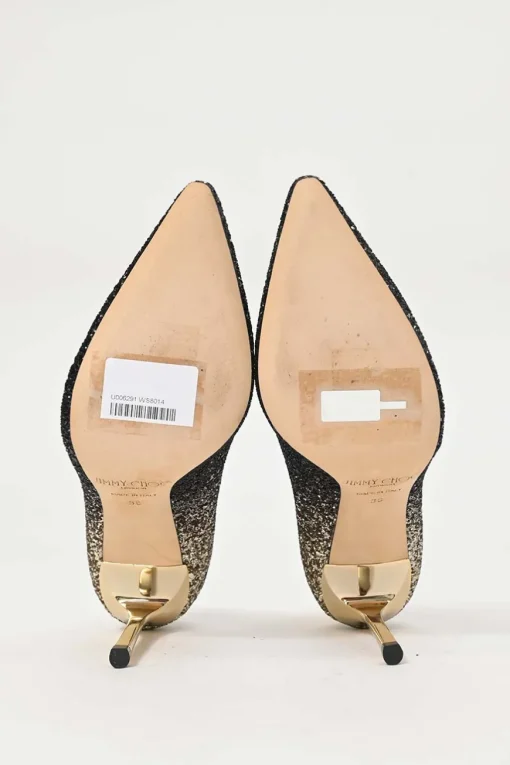 Black dégradé glitter-bonded leather Anouk 90 pointed-toe pumps