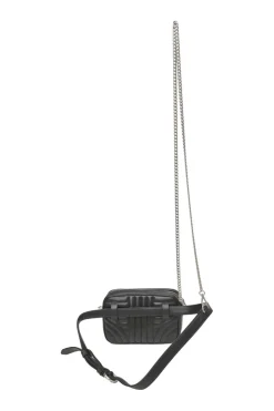 Black Diagramme leather belt bag with detachable chainlink shoulder strap