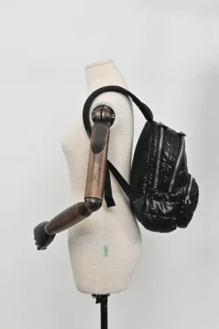 Black down-filled glossy polyamide 'Kilia MM' backpack