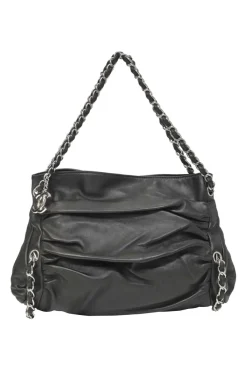 Black draped leather Sharpei tote