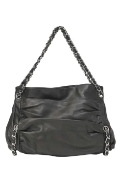 Black draped leather Sharpei tote