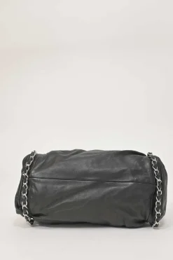 Black draped leather Sharpei tote