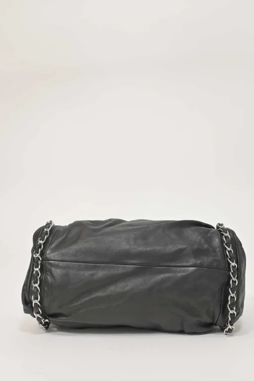 Black draped leather Sharpei tote