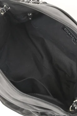Black draped leather Sharpei tote