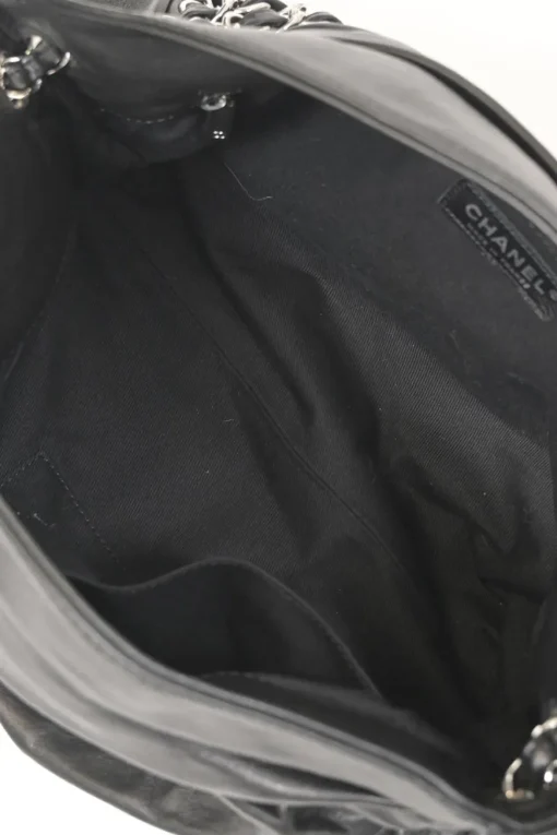 Black draped leather Sharpei tote