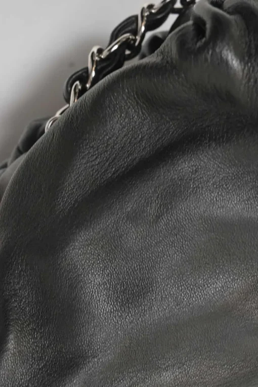 Black draped leather Sharpei tote
