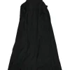 Black draped Tencel-linen blend pullover swing-style overalls with fixed straps